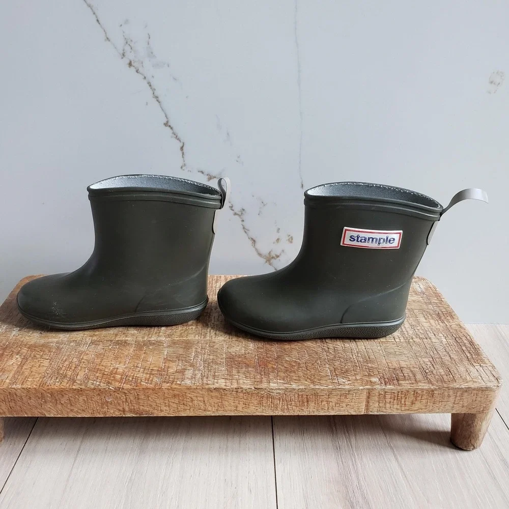 Stample Rain Boots Kids 8.5 Green Rubber Waterproof Pull On Made In Japan